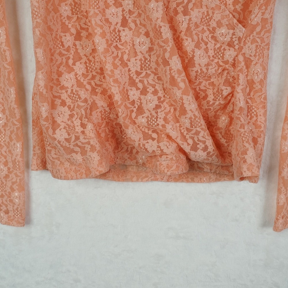 Victoria's Secret Womens Top 8 Peach Lace Sheer Wrap Soft Romantic Balletcore - Picture 7 of 7